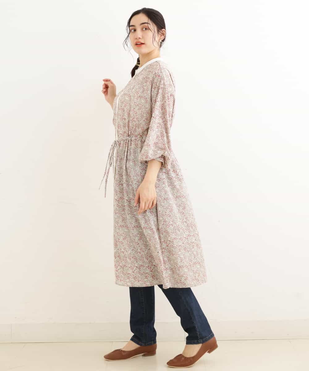OLEEP11090 eur3(エウルキューブ) 【TV着用】【大きいサイズ/11号サイズあり】シフォンフラワープリントワンピース ベージュ(82)