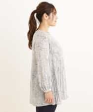 OLEEP16080 eur3(エウルキューブ) 【大きいサイズ】線画フラワープリントチュニック ライトブルー(50)