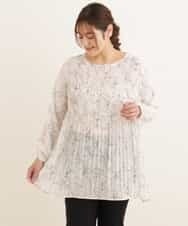 OLEEP16080 eur3(エウルキューブ) 【大きいサイズ】線画フラワープリントチュニック アイボリー(80)