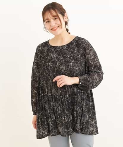 OLEEP16080 eur3 【大きいサイズ】線画フラワープリントチュニック