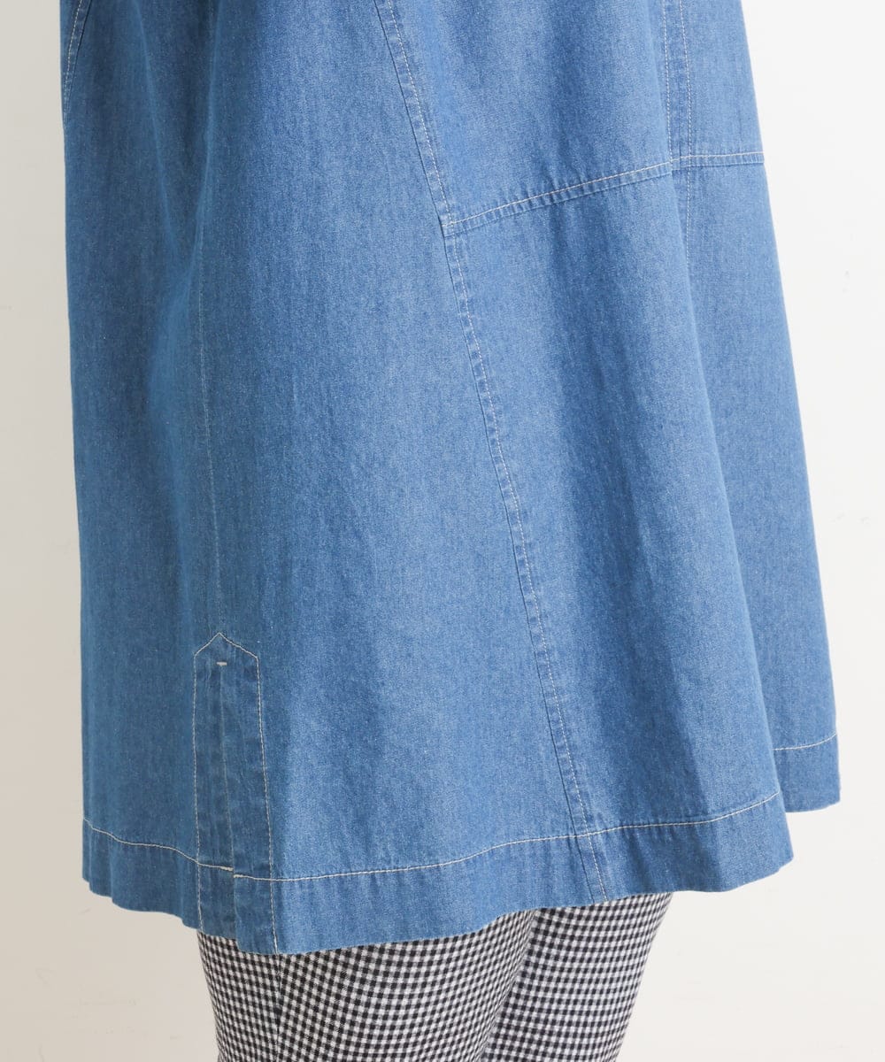 OLEES05090 eur3(エウルキューブ) 【大きいサイズ】Vネックデニムチュニック ライトブルー(50)