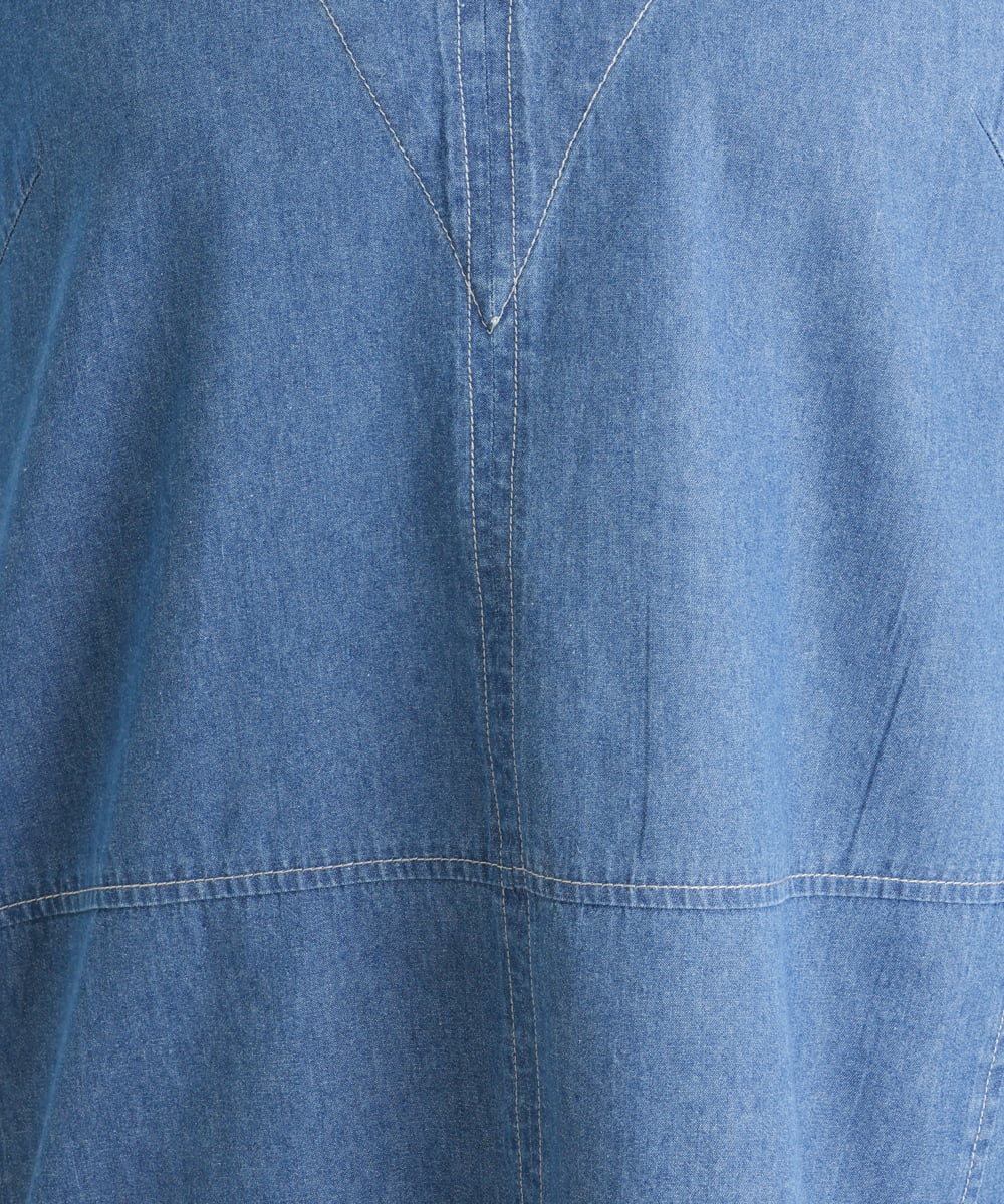 OLEES05090 eur3(エウルキューブ) 【大きいサイズ】Vネックデニムチュニック ライトブルー(50)