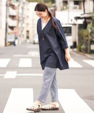 OLEES05090 eur3(エウルキューブ) 【大きいサイズ】Vネックデニムチュニック ネイビー(57)