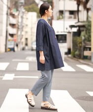 OLEES05090 eur3(エウルキューブ) 【大きいサイズ】Vネックデニムチュニック ネイビー(57)