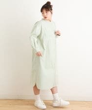 OLEES06120 eur3(エウルキューブ) 【大きいサイズ/11号サイズあり】ストライプシャツワンピース グリーン(35)