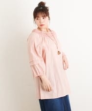 OLEES16090 eur3(エウルキューブ) 【大きいサイズ】スモッキング刺繍チュニック オレンジ(15)