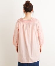 OLEES16090 eur3(エウルキューブ) 【大きいサイズ】スモッキング刺繍チュニック オレンジ(15)