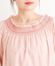 OLEES16090 eur3(エウルキューブ) 【大きいサイズ】スモッキング刺繍チュニック オレンジ(15)