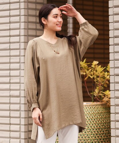 OLEES30080 eur3 【大きいサイズ】インショルダーVネックチュニック