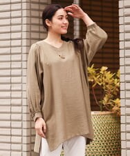 OLEES30080 eur3(エウルキューブ) 【大きいサイズ】インショルダーVネックチュニック カーキ(36)