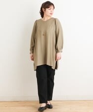 OLEES30080 eur3(エウルキューブ) 【大きいサイズ】インショルダーVネックチュニック カーキ(36)