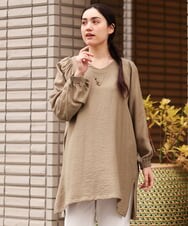 OLEES30080 eur3(エウルキューブ) 【大きいサイズ】インショルダーVネックチュニック カーキ(36)