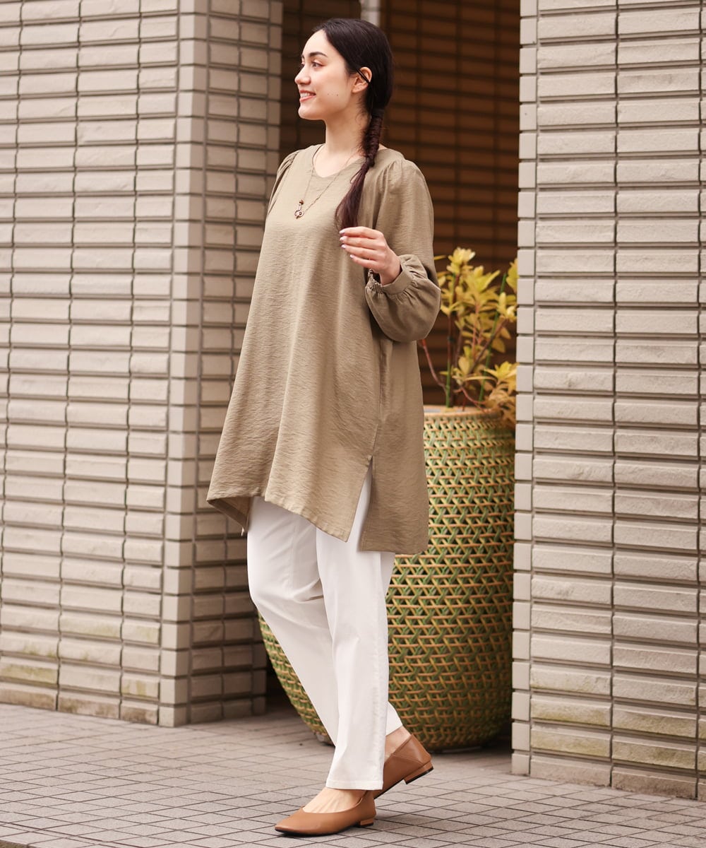 OLEES30080 eur3(エウルキューブ) 【大きいサイズ】インショルダーVネックチュニック カーキ(36)