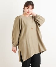 OLEES30080 eur3(エウルキューブ) 【大きいサイズ】インショルダーVネックチュニック カーキ(36)