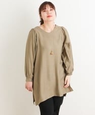 OLEES30080 eur3(エウルキューブ) 【大きいサイズ】インショルダーVネックチュニック カーキ(36)