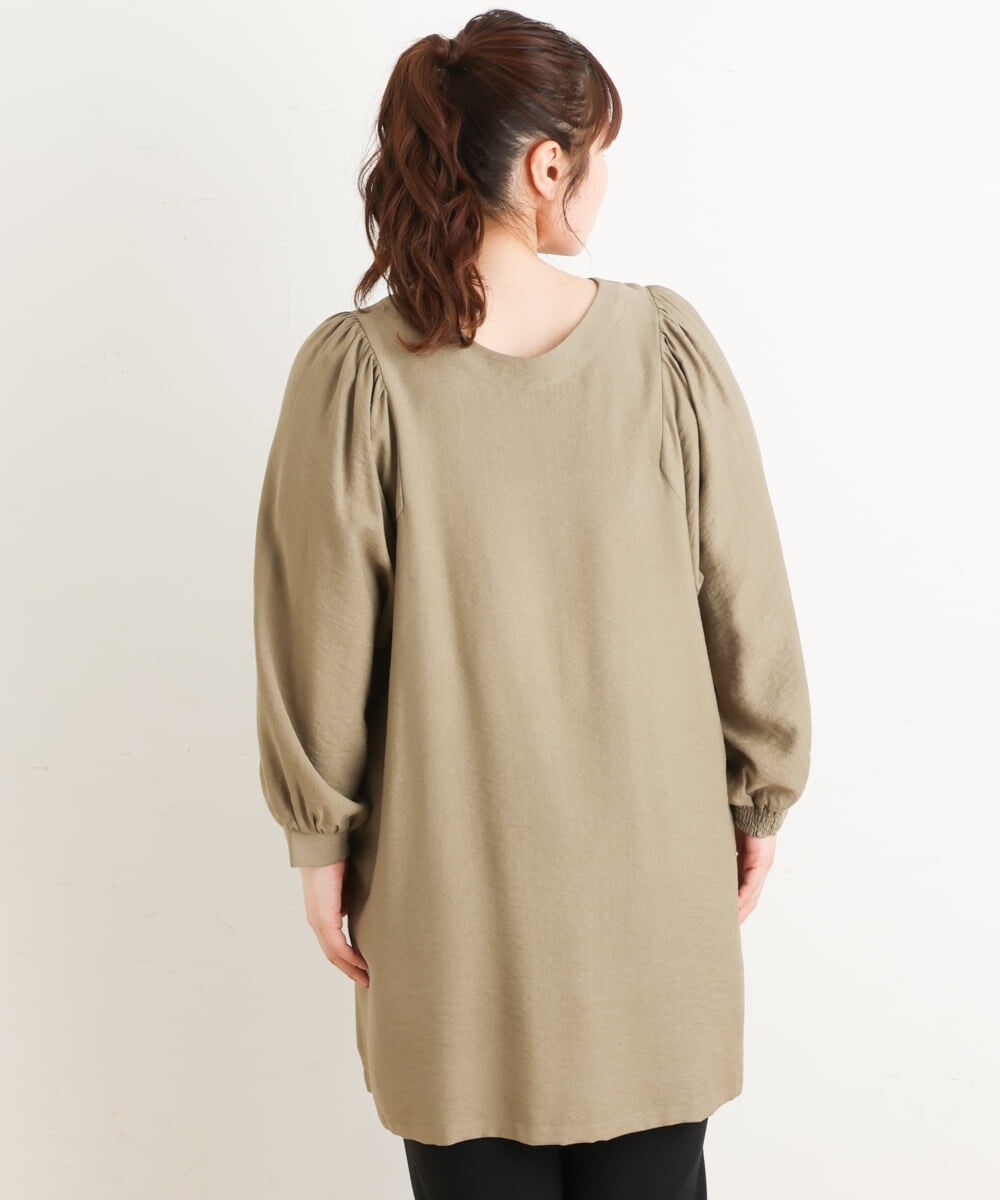 OLEES30080 eur3(エウルキューブ) 【大きいサイズ】インショルダーVネックチュニック カーキ(36)