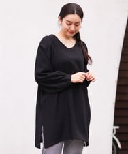 OLEES30080 eur3(エウルキューブ) 【大きいサイズ】インショルダーVネックチュニック ブラック(94)