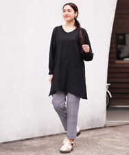 OLEES30080 eur3(エウルキューブ) 【大きいサイズ】インショルダーVネックチュニック ブラック(94)