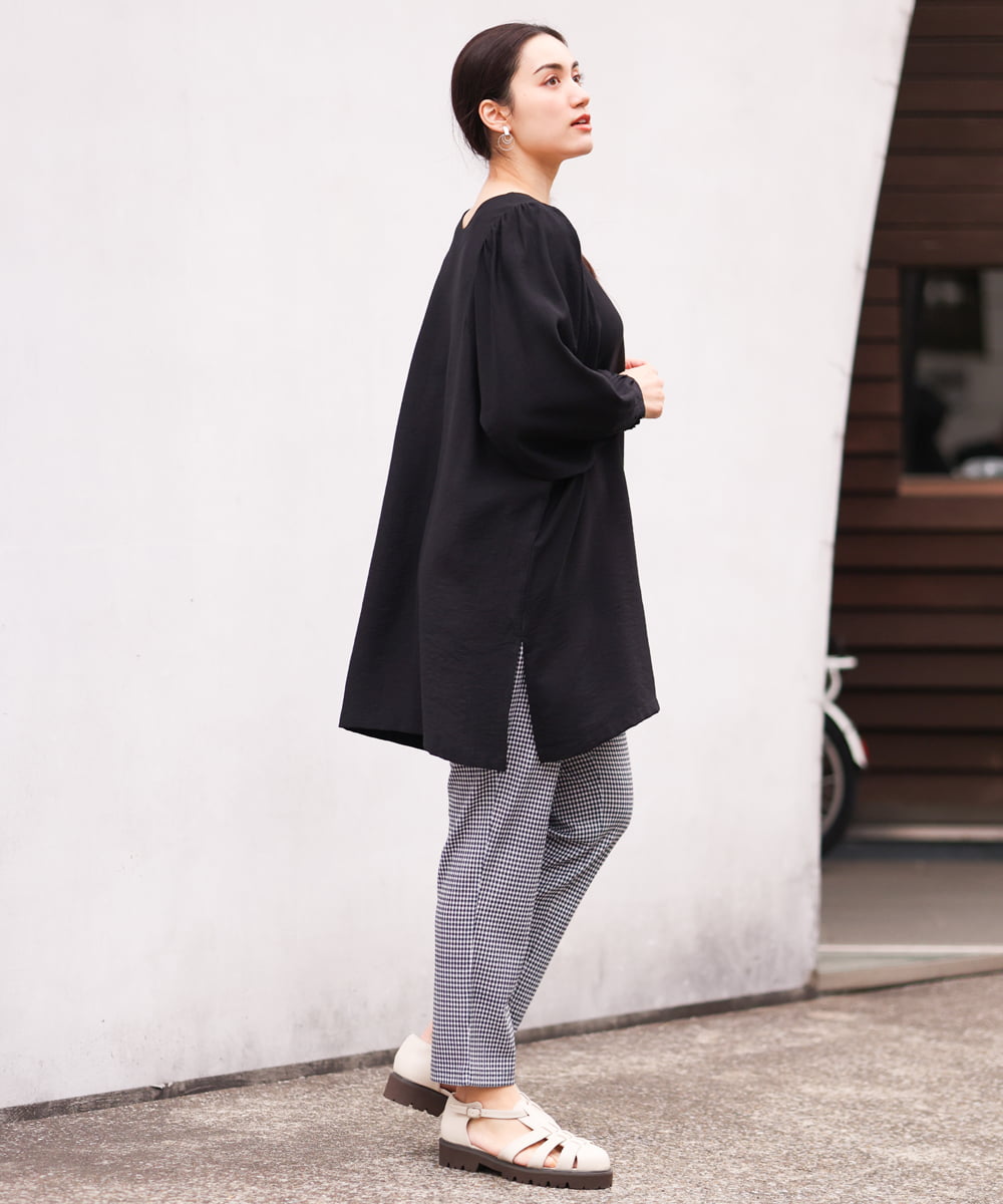 OLEES30080 eur3(エウルキューブ) 【大きいサイズ】インショルダーVネックチュニック ブラック(94)