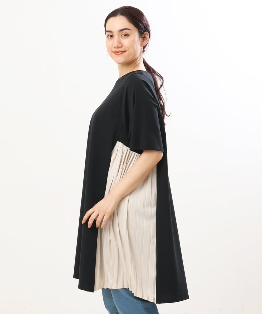 OLEES31090 eur3(エウルキューブ) 【大きいサイズ】サイドプリーツチュニック ベージュ(82)