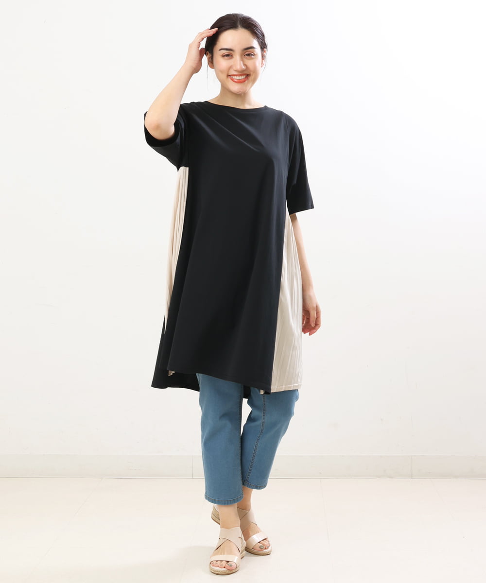 OLEES31090 eur3(エウルキューブ) 【大きいサイズ】サイドプリーツチュニック ベージュ(82)