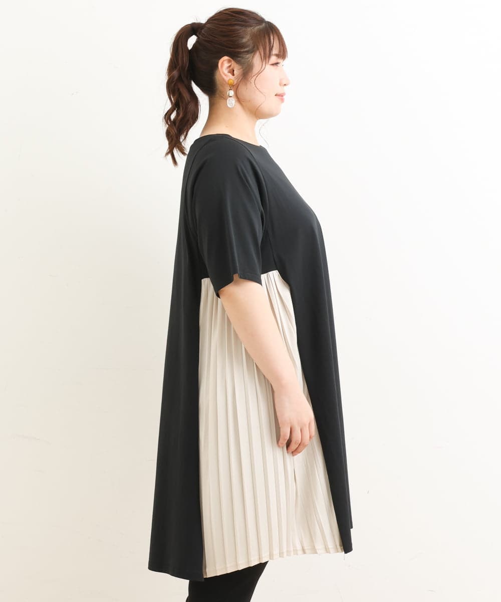 OLEES31090 eur3(エウルキューブ) 【大きいサイズ】サイドプリーツチュニック ベージュ(82)