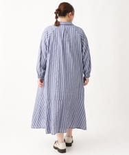 OLEEV02139 eur3(エウルキューブ) 【大きいサイズ】シャーリングコットンワンピース ネイビー(57)