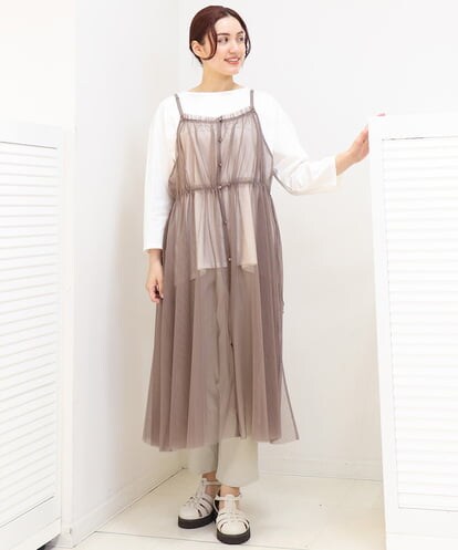 OLEEV09099 eur3 【大きいサイズ】チュールキャミワンピース