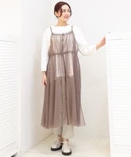 OLEEV09099 eur3(エウルキューブ) 【大きいサイズ】チュールキャミワンピース モカ(84)