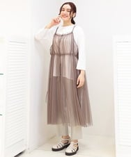 OLEEV09099 eur3(エウルキューブ) 【大きいサイズ】チュールキャミワンピース モカ(84)