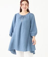 OLEEV10099 eur3(エウルキューブ) 【大きいサイズ】イレヘムフレアシルエットチュニック ブルー(55)