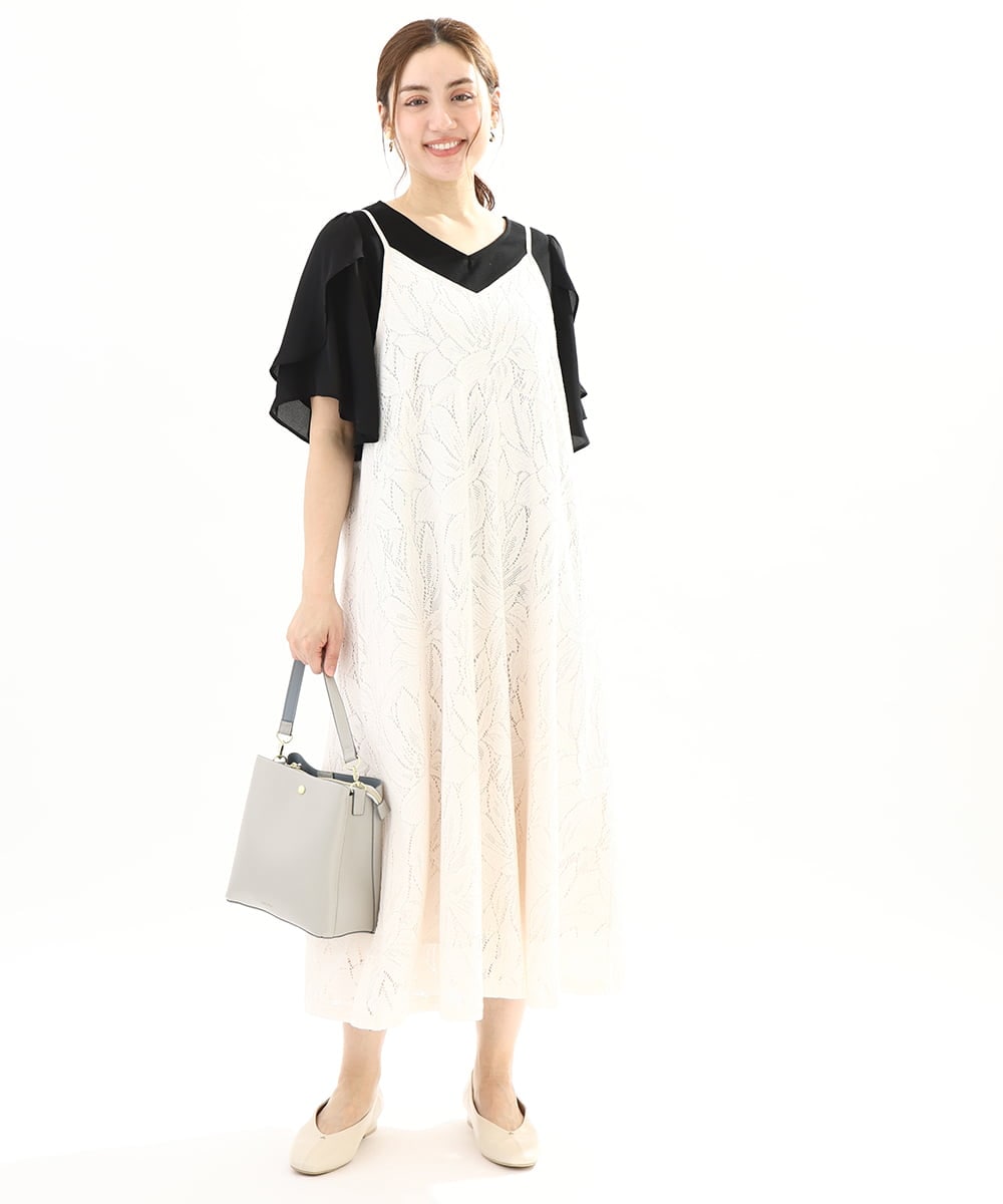 OLEFA01099 eur3(エウルキューブ) 【大きいサイズ】レースキャミワンピース アイボリー(80)