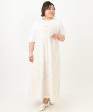 OLEFA01099 eur3(エウルキューブ) 【大きいサイズ】レースキャミワンピース アイボリー(80)
