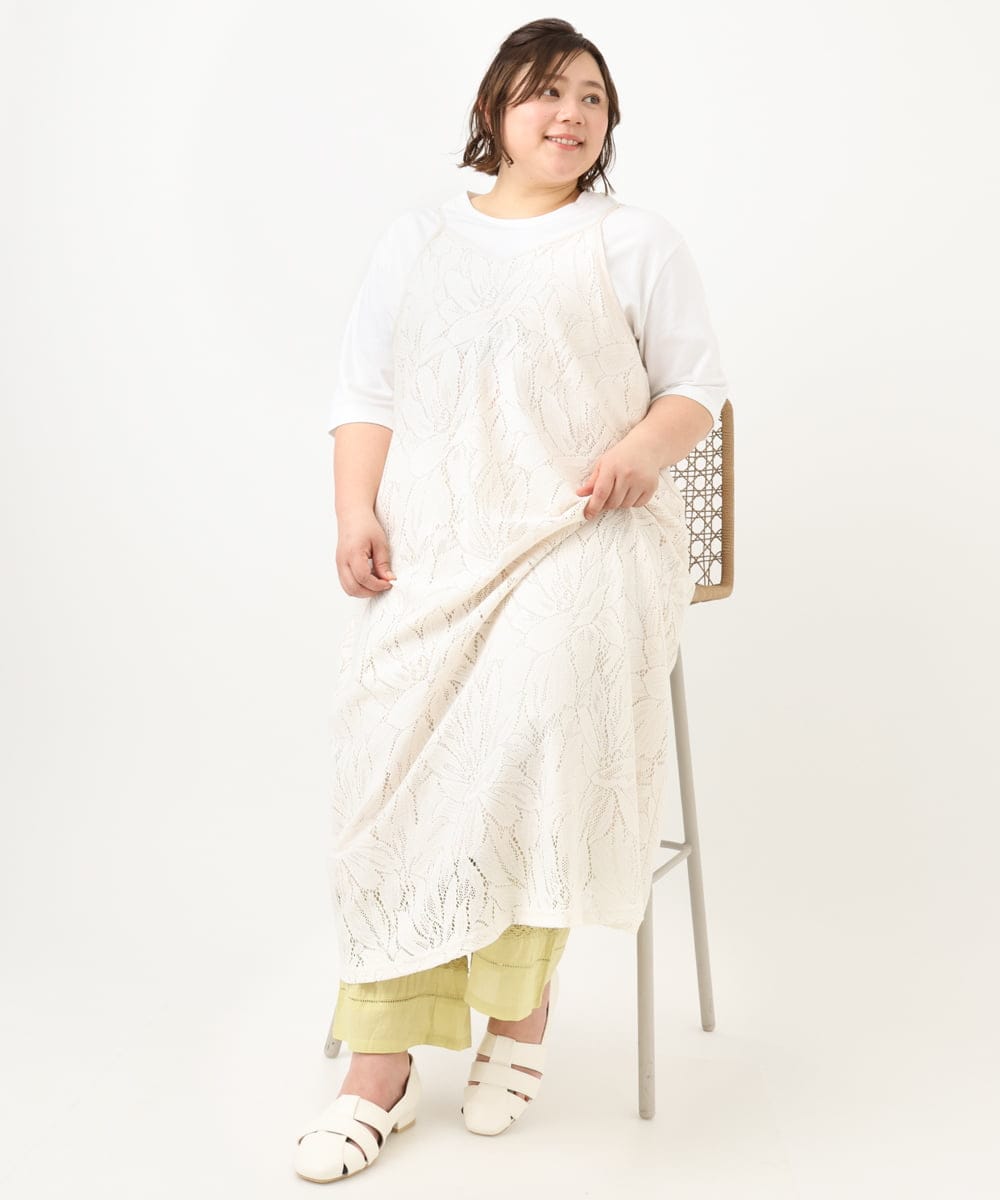 OLEFA01099 eur3(エウルキューブ) 【大きいサイズ】レースキャミワンピース アイボリー(80)
