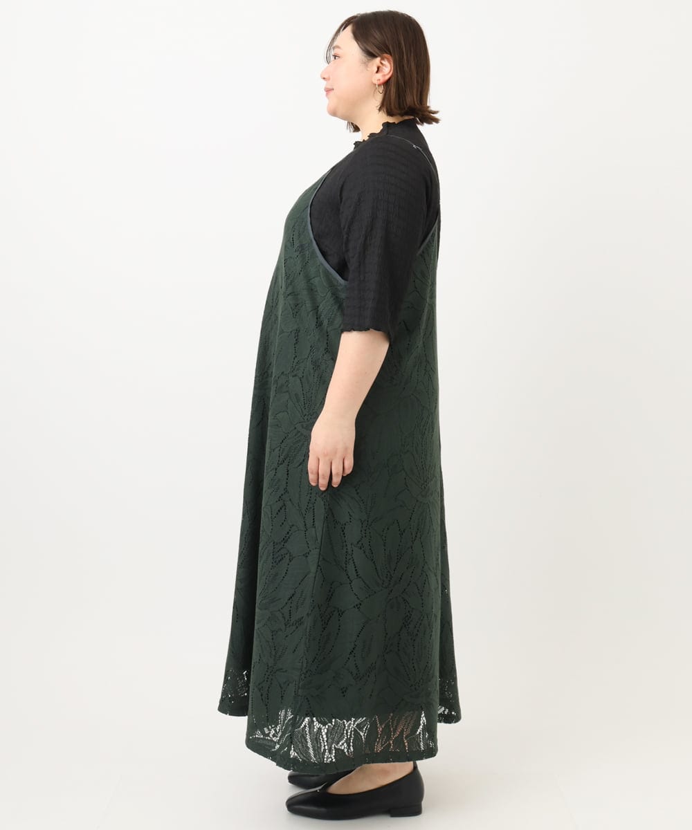 OLEFA01099 eur3(エウルキューブ) 【大きいサイズ】レースキャミワンピース ダークグレー(93)