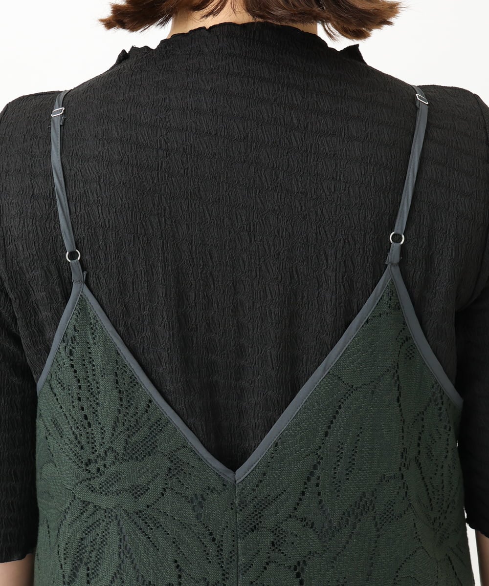 OLEFA01099 eur3(エウルキューブ) 【大きいサイズ】レースキャミワンピース ダークグレー(93)