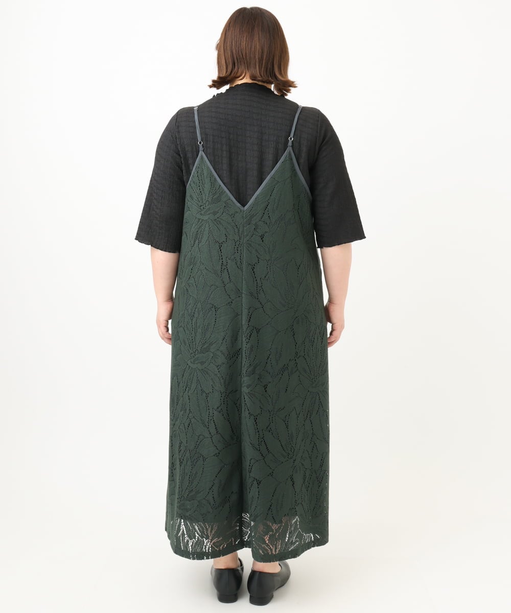 OLEFA01099 eur3(エウルキューブ) 【大きいサイズ】レースキャミワンピース ダークグレー(93)