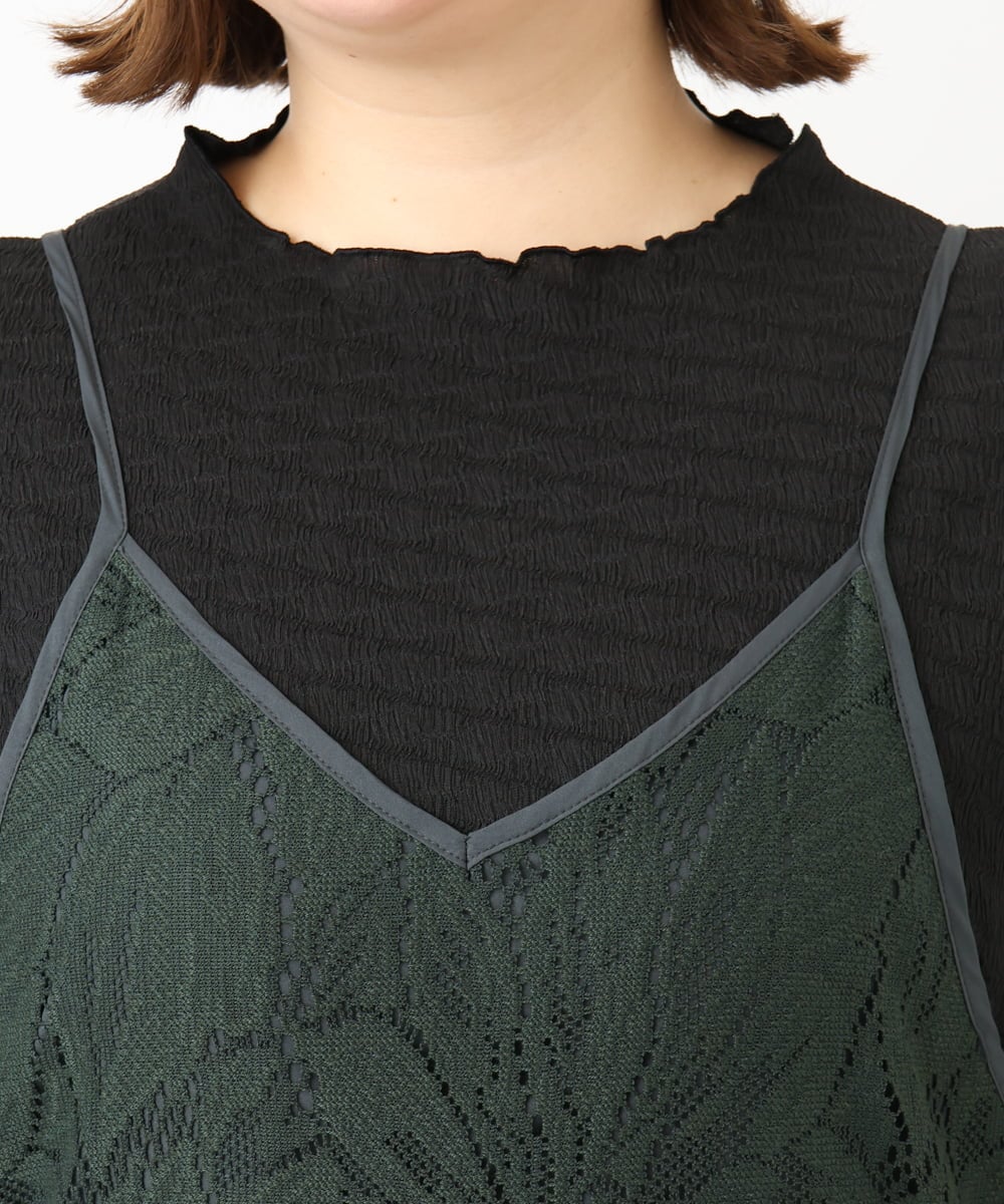 OLEFA01099 eur3(エウルキューブ) 【大きいサイズ】レースキャミワンピース ダークグレー(93)