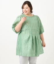 OLEFA02099 eur3(エウルキューブ) 【大きいサイズ】シアージャカードチュニック ライトグリーン(30)