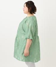OLEFA02099 eur3(エウルキューブ) 【大きいサイズ】シアージャカードチュニック ライトグリーン(30)