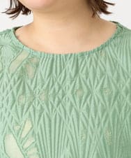 OLEFA02099 eur3(エウルキューブ) 【大きいサイズ】シアージャカードチュニック ライトグリーン(30)