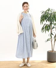 OLEFA03109 eur3(エウルキューブ) 【大きいサイズ】カットジャカードコットンワンピース ライトブルー(50)
