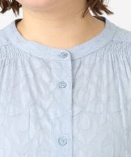 OLEFA03109 eur3(エウルキューブ) 【大きいサイズ】カットジャカードコットンワンピース ライトブルー(50)