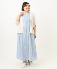 OLEFA03109 eur3(エウルキューブ) 【大きいサイズ】カットジャカードコットンワンピース ライトブルー(50)