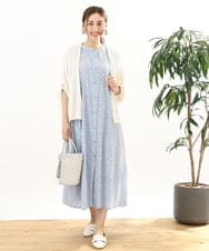 OLEFA03109 eur3(エウルキューブ) 【大きいサイズ】カットジャカードコットンワンピース ライトブルー(50)