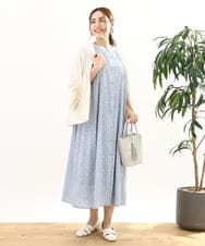 OLEFA03109 eur3(エウルキューブ) 【大きいサイズ】カットジャカードコットンワンピース ライトブルー(50)