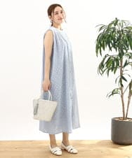 OLEFA03109 eur3(エウルキューブ) 【大きいサイズ】カットジャカードコットンワンピース ライトブルー(50)