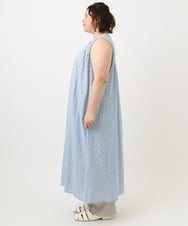 OLEFA03109 eur3(エウルキューブ) 【大きいサイズ】カットジャカードコットンワンピース ライトブルー(50)