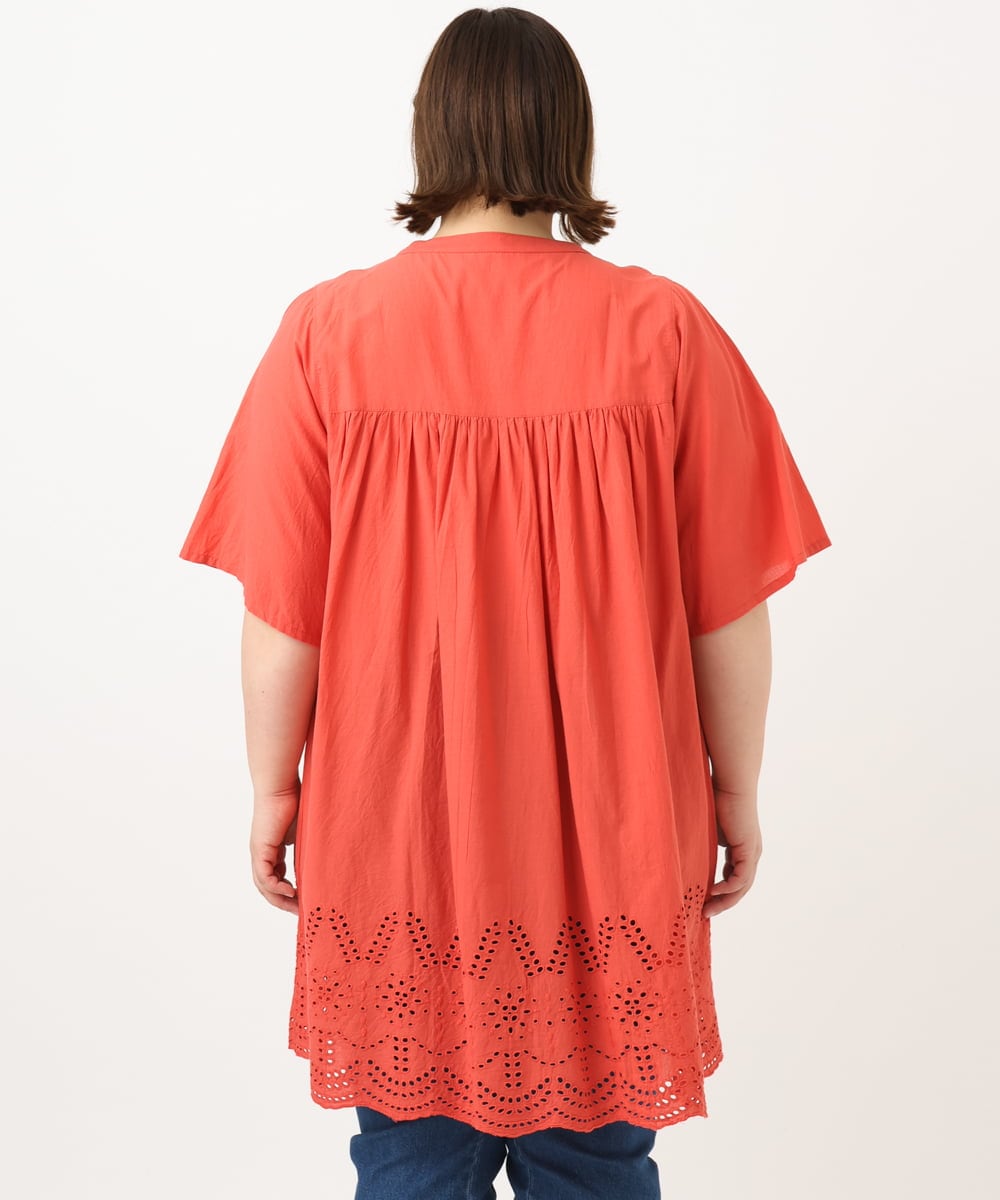 OLEFA04099 eur3(エウルキューブ) 【大きいサイズ】アイレットレースチュニック レッド(05)