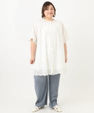 OLEFA04099 eur3(エウルキューブ) 【大きいサイズ】アイレットレースチュニック ホワイト(90)